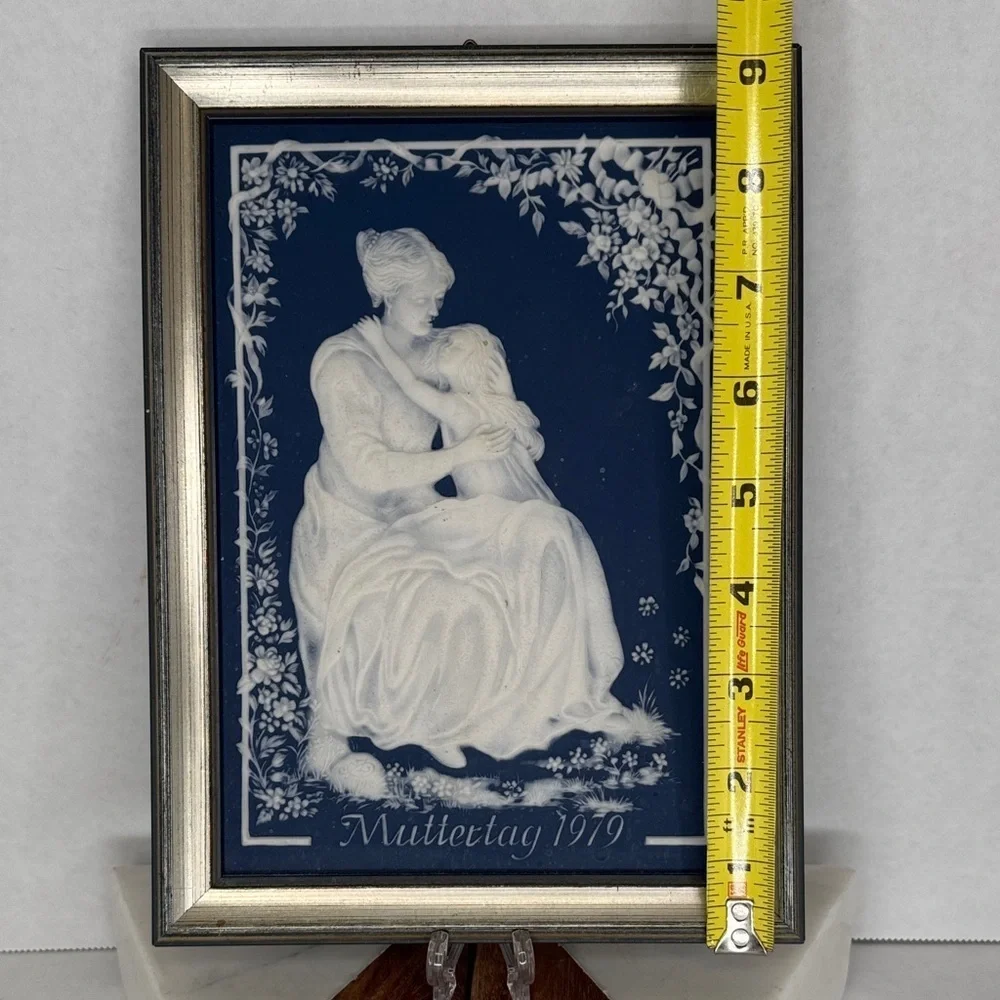 Villeroy & Boch Mettlach Jasperware Framed Plaque Mother & Child